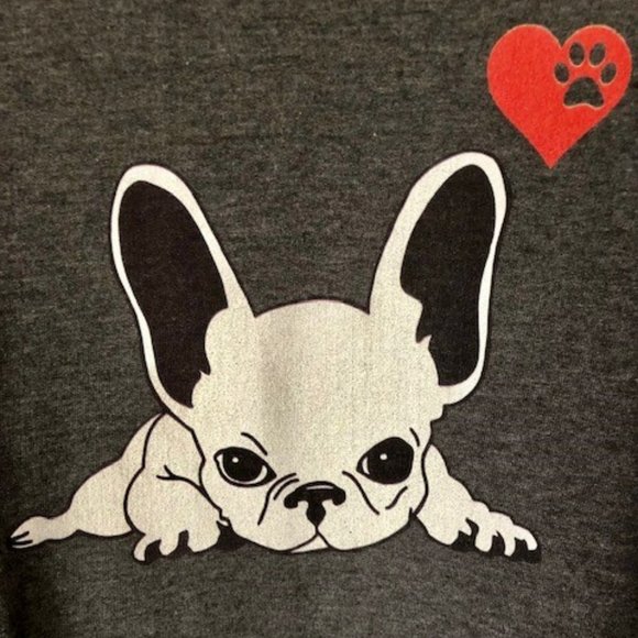 French Bulldog Boston Terrier Heart/Paw Gray Fleece Sweatshirt Unisex - S - Picture 1 of 7